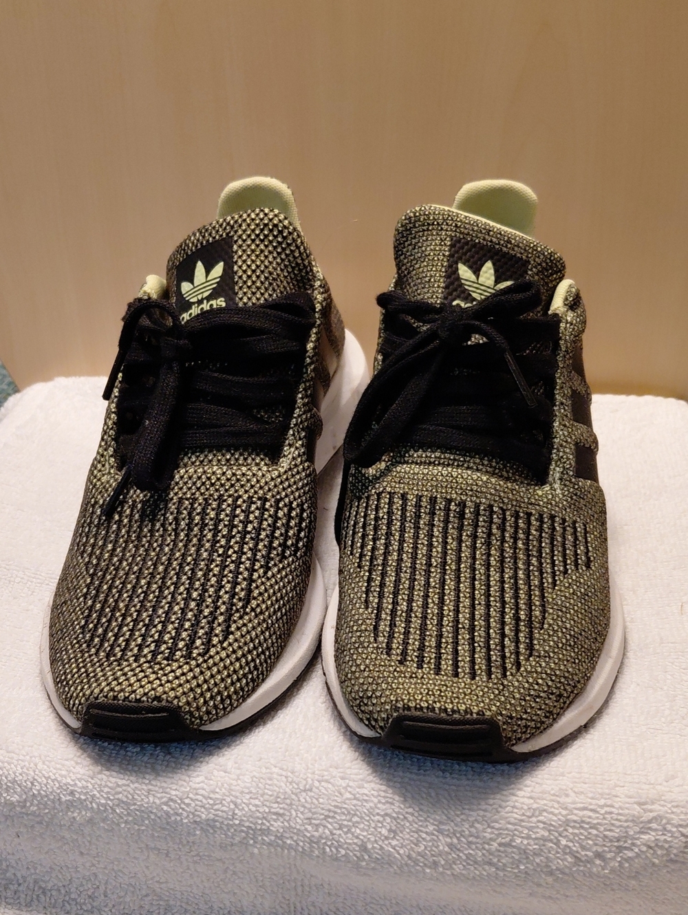 adidas Kids Knit Sneakers in Olive Green and Black
